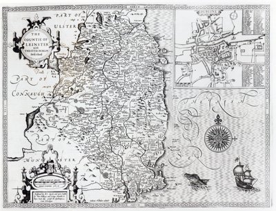 The County of Leinster with the City of Dublin Described, engraved by Jodocus Hondius, from 